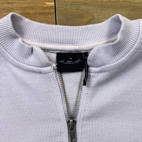 UO Out From Under Ryan Ribbed Half-Zip Cropped Tee in Lavender - Picture 8 of 10
